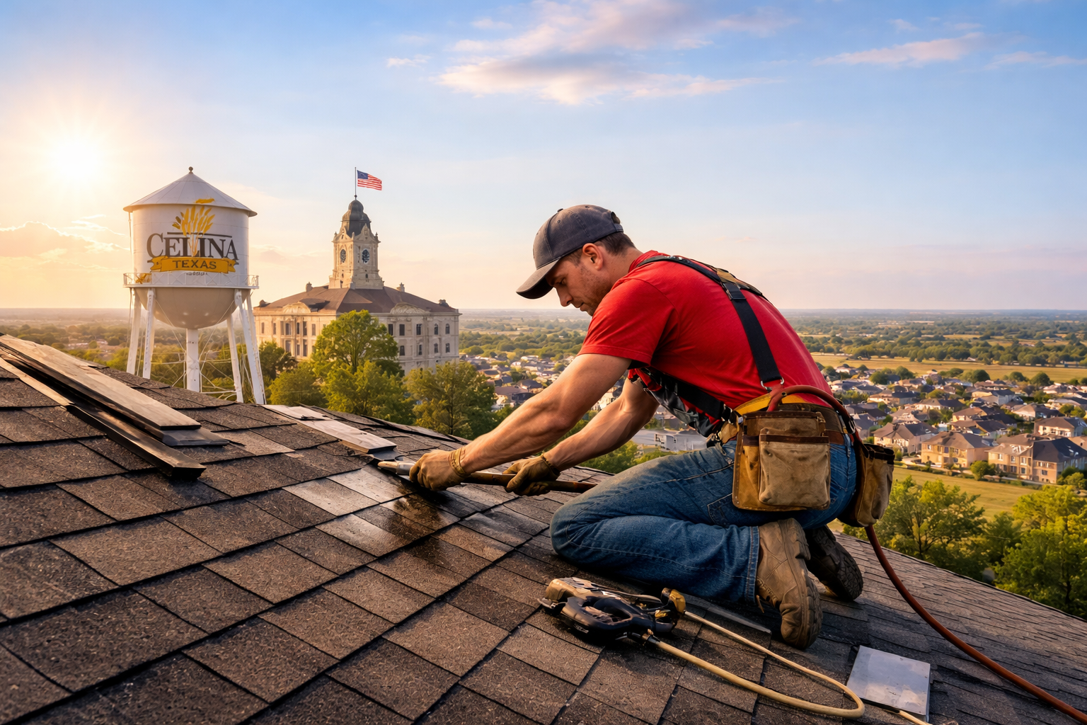 Professional roof installation in Celina, Texas